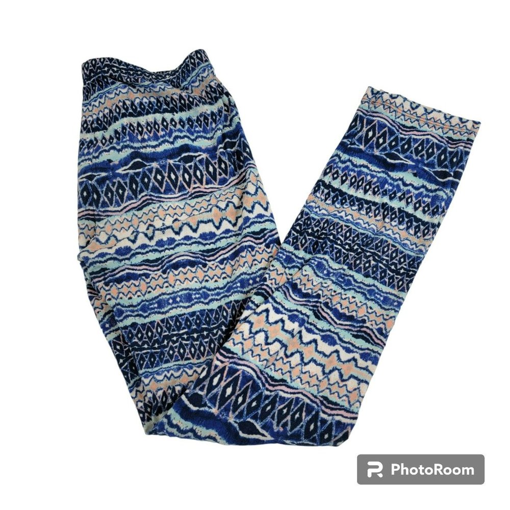 GB Girls Leggings, Girls XL, Multi-Color Blues, Elastic Waist, Pull-On, EUC